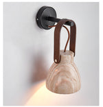 Lanta Arc Stone Wall Sconce in Travertine and Wood