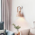 Lanta Arc Stone Wall Sconce in Travertine and Wood