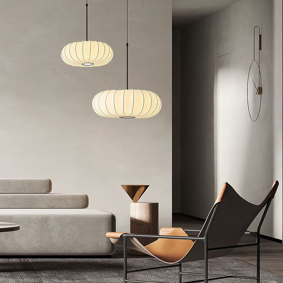 Lantern Silk Pendant Light – Modern Designer Hanging Lamp for Dining & Living