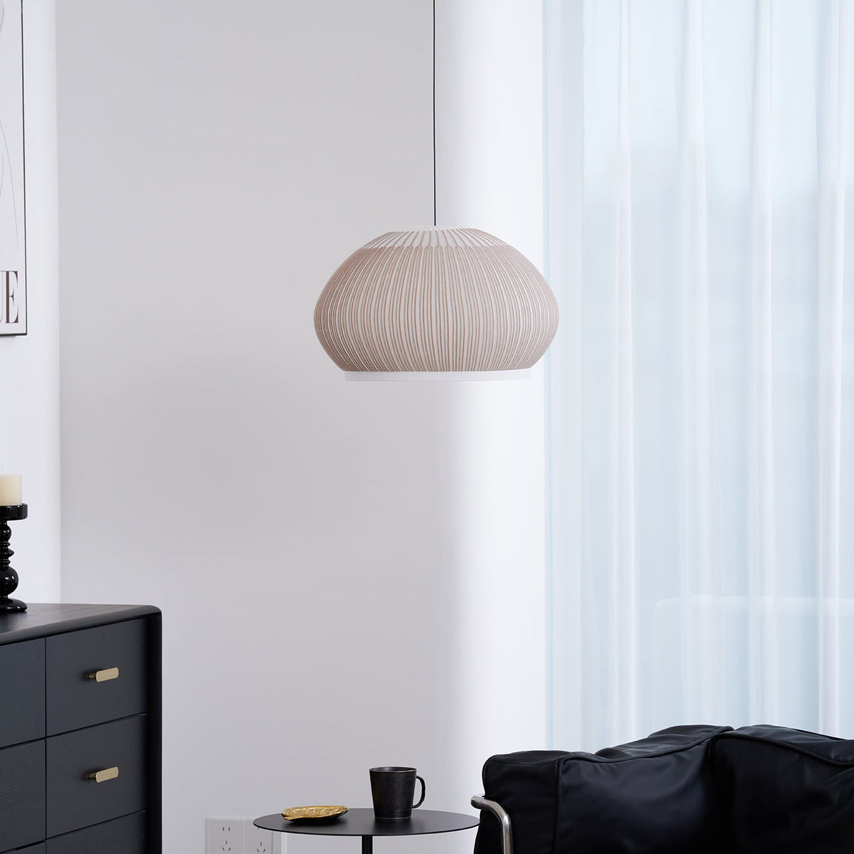 Lantern Knit Pendant Light – Woven Fabric Shade, Modern Minimalist Ceiling Lamp
