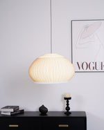 Lantern Knit Pendant Light – Woven Fabric Shade, Modern Minimalist Ceiling Lamp