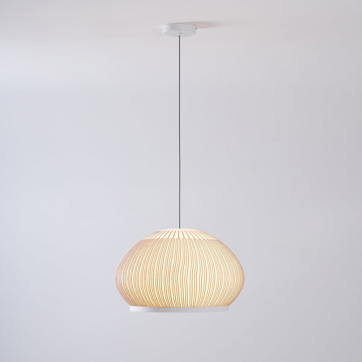 Lantern Knit Pendant Light – Woven Fabric Shade, Modern Minimalist Ceiling Lamp