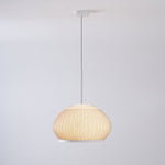 Lantern Knit Pendant Light – Woven Fabric Shade, Modern Minimalist Ceiling Lamp