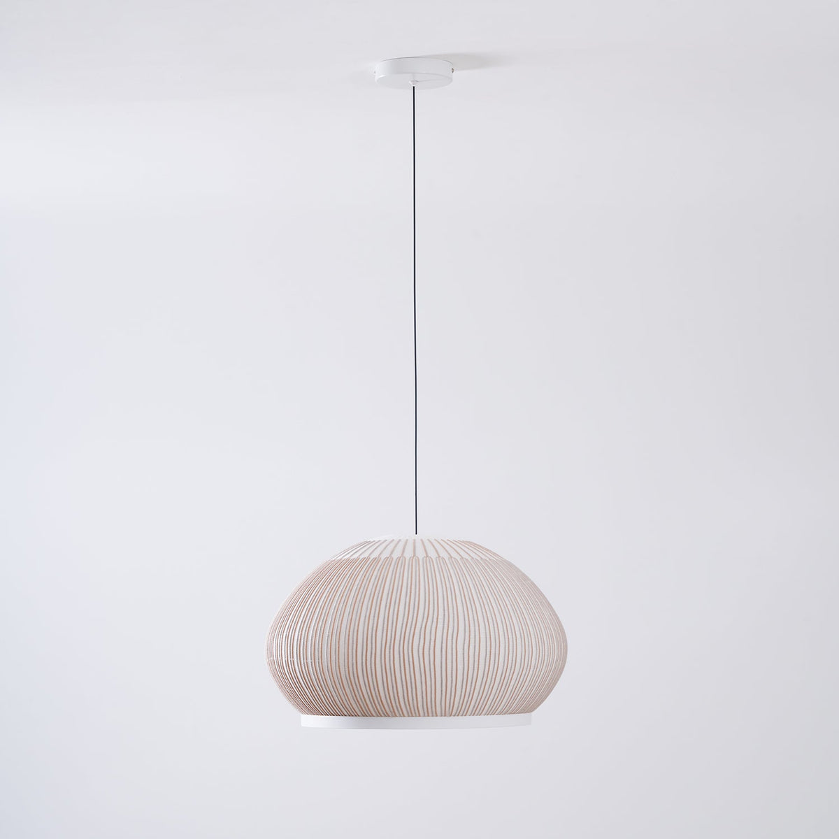Lantern Knit Pendant Light – Woven Fabric Shade, Modern Minimalist Ceiling Lamp