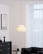 Lantern Knit Pendant Light – Woven Fabric Shade, Modern Minimalist Ceiling Lamp