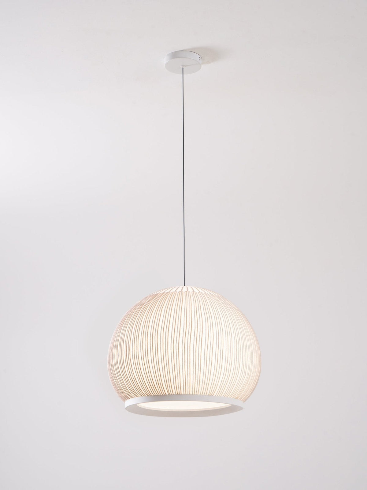 Lantern Knit Pendant Light – Woven Fabric Shade, Modern Minimalist Ceiling Lamp