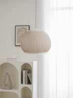 Lantern Knit Pendant Light – Woven Fabric Shade, Modern Minimalist Ceiling Lamp