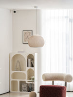 Lantern Knit Pendant Light – Woven Fabric Shade, Modern Minimalist Ceiling Lamp