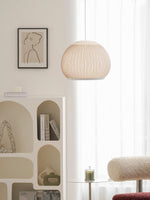 Lantern Knit Pendant Light – Woven Fabric Shade, Modern Minimalist Ceiling Lamp