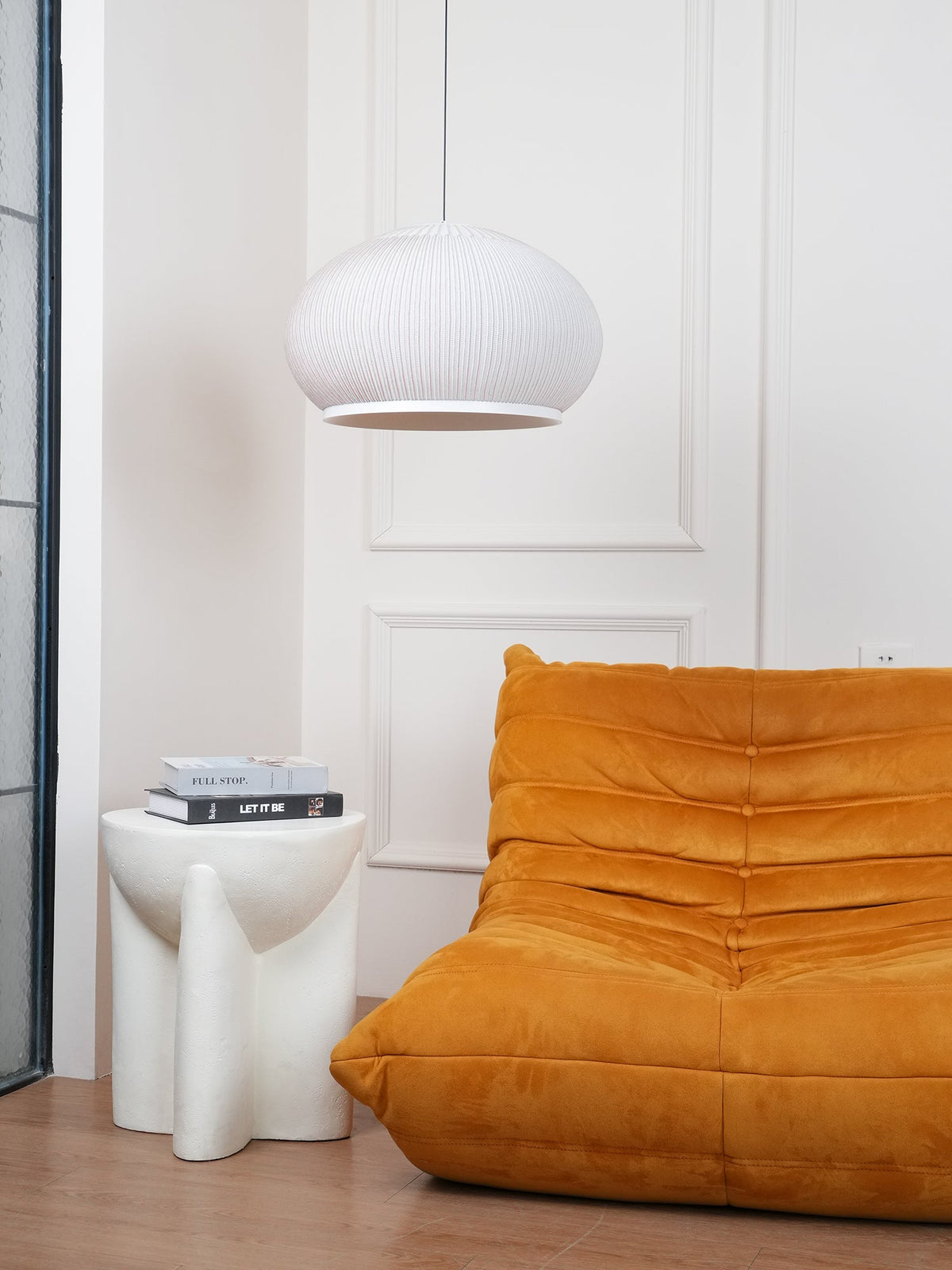 Lantern Knit Pendant Light – Woven Fabric Shade, Modern Minimalist Ceiling Lamp