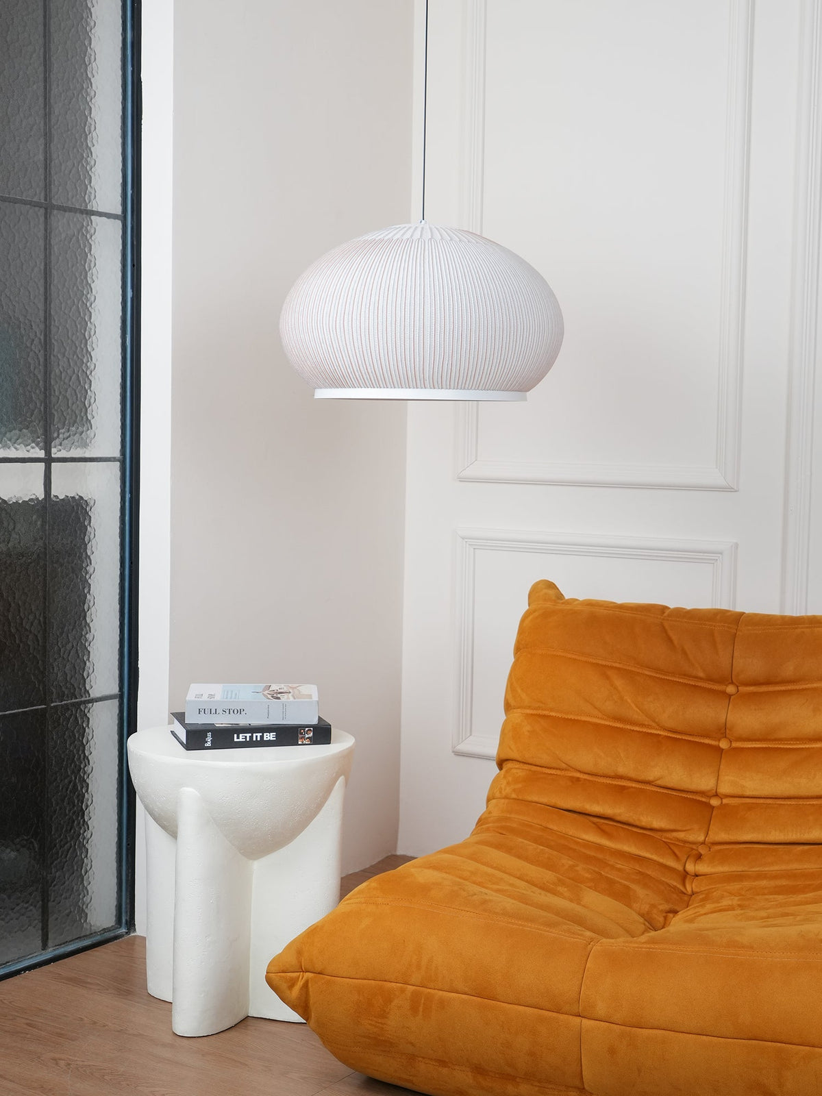 Lantern Knit Pendant Light – Woven Fabric Shade, Modern Minimalist Ceiling Lamp