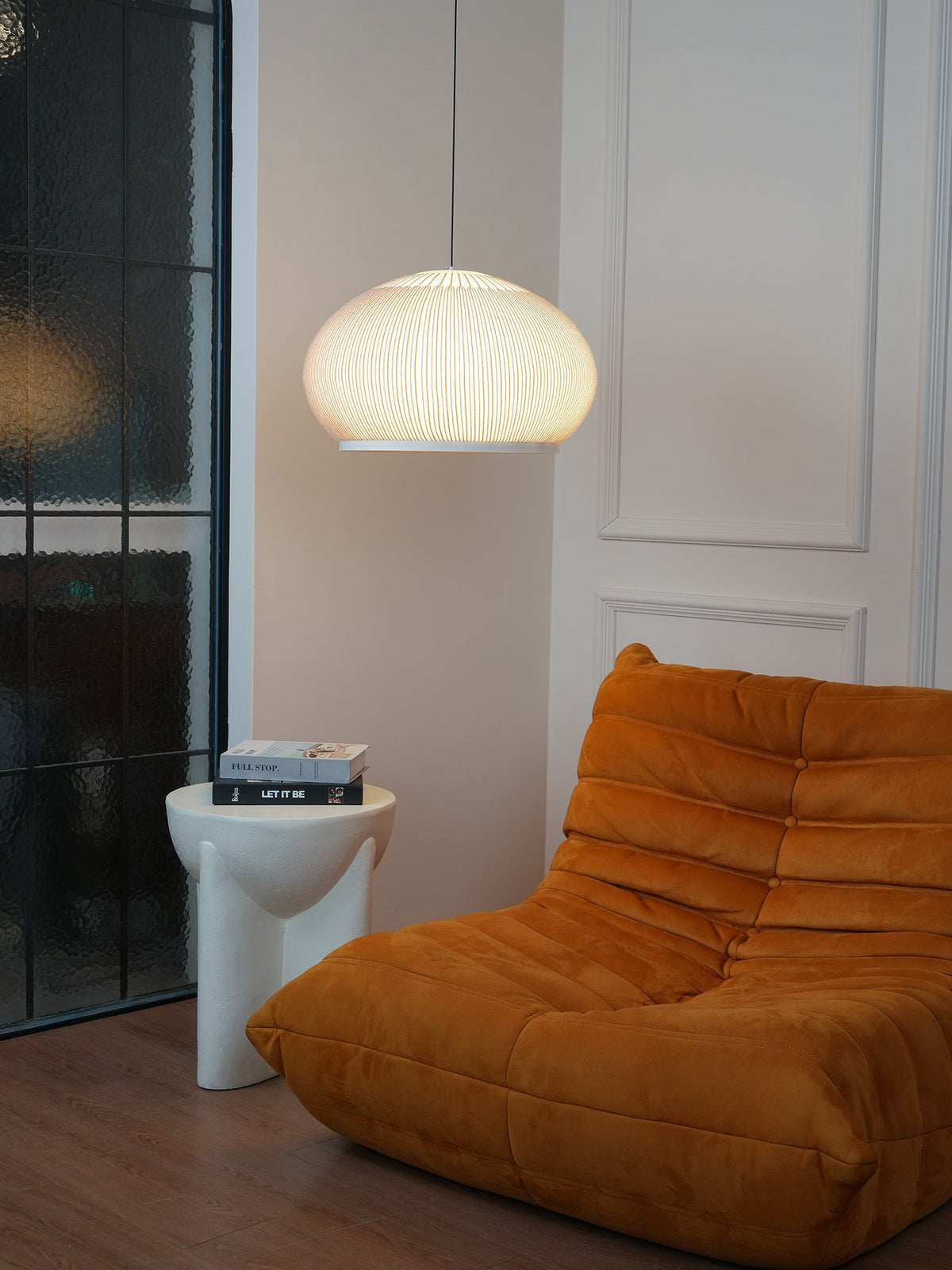 Lantern Knit Pendant Light – Woven Fabric Shade, Modern Minimalist Ceiling Lamp