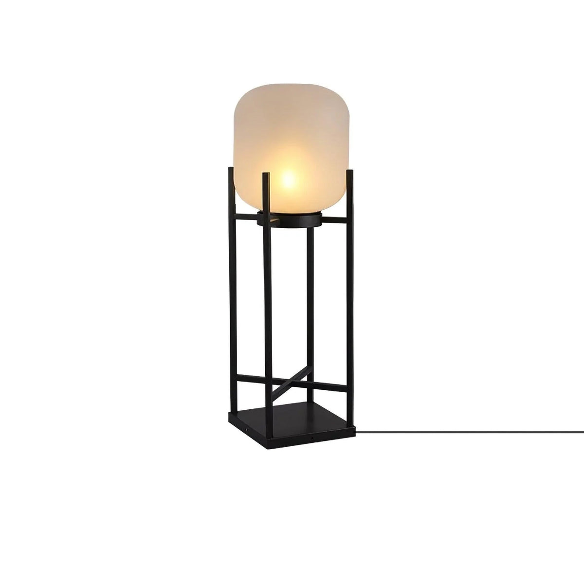 Aurora Lantern Floor Lamp – Modern Outdoor Lighting in Stainless Steel and Glass
