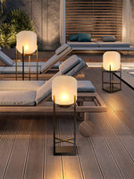 Aurora Lantern Floor Lamp – Modern Outdoor Lighting in Stainless Steel and Glass