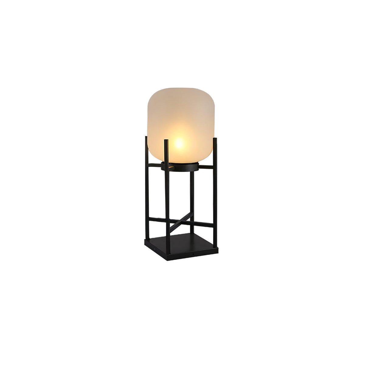 Aurora Lantern Floor Lamp – Modern Outdoor Lighting in Stainless Steel and Glass