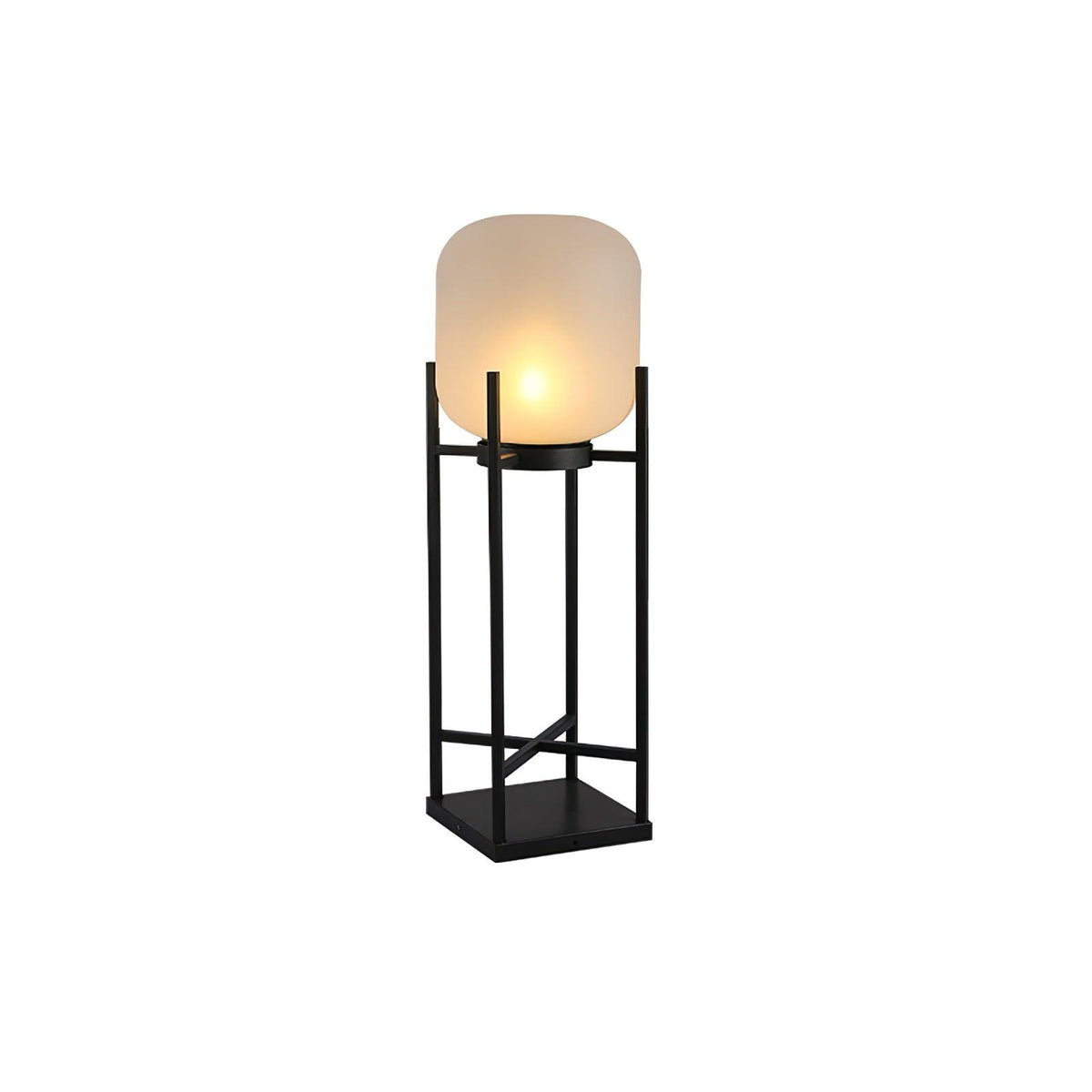 Aurora Lantern Floor Lamp – Modern Outdoor Lighting in Stainless Steel and Glass