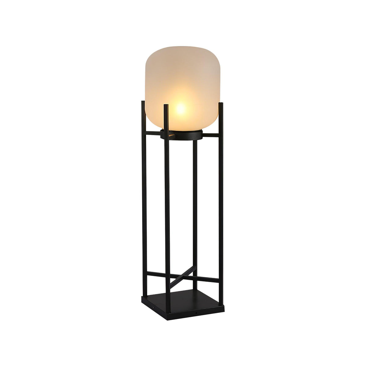 Aurora Lantern Floor Lamp – Modern Outdoor Lighting in Stainless Steel and Glass