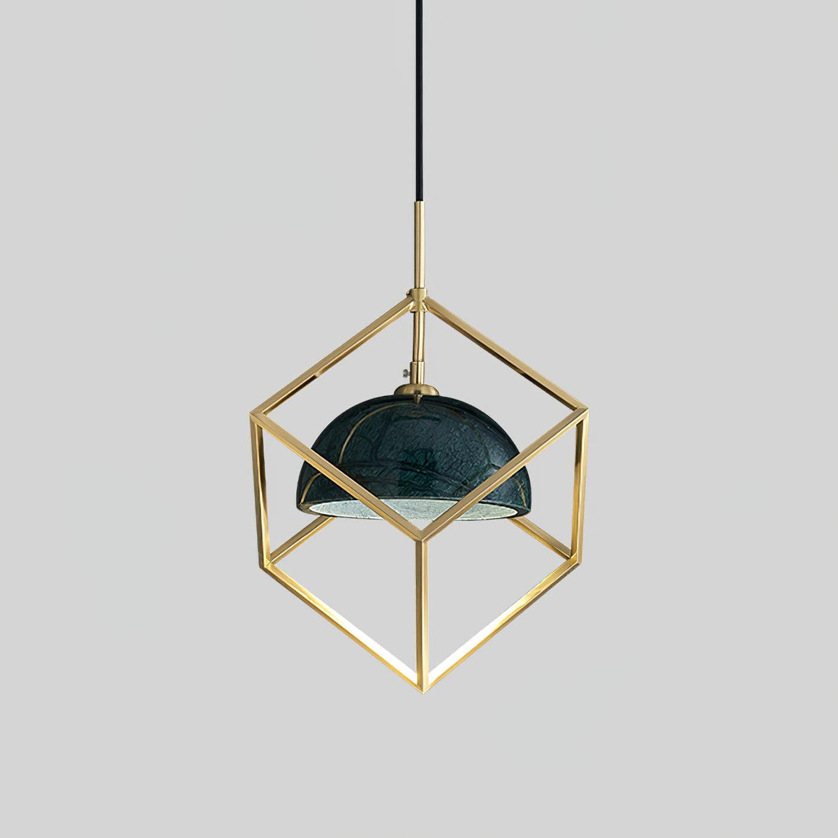 Lantern Square Brass and Marble Pendant Light for Modern Interiors