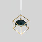 Lantern Square Brass and Marble Pendant Light for Modern Interiors