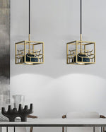 Lantern Square Brass and Marble Pendant Light for Modern Interiors