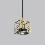 Lantern Square Brass and Marble Pendant Light for Modern Interiors