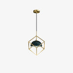 Lantern Square Brass and Marble Pendant Light for Modern Interiors