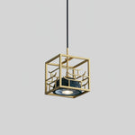 Lantern Square Brass and Marble Pendant Light for Modern Interiors