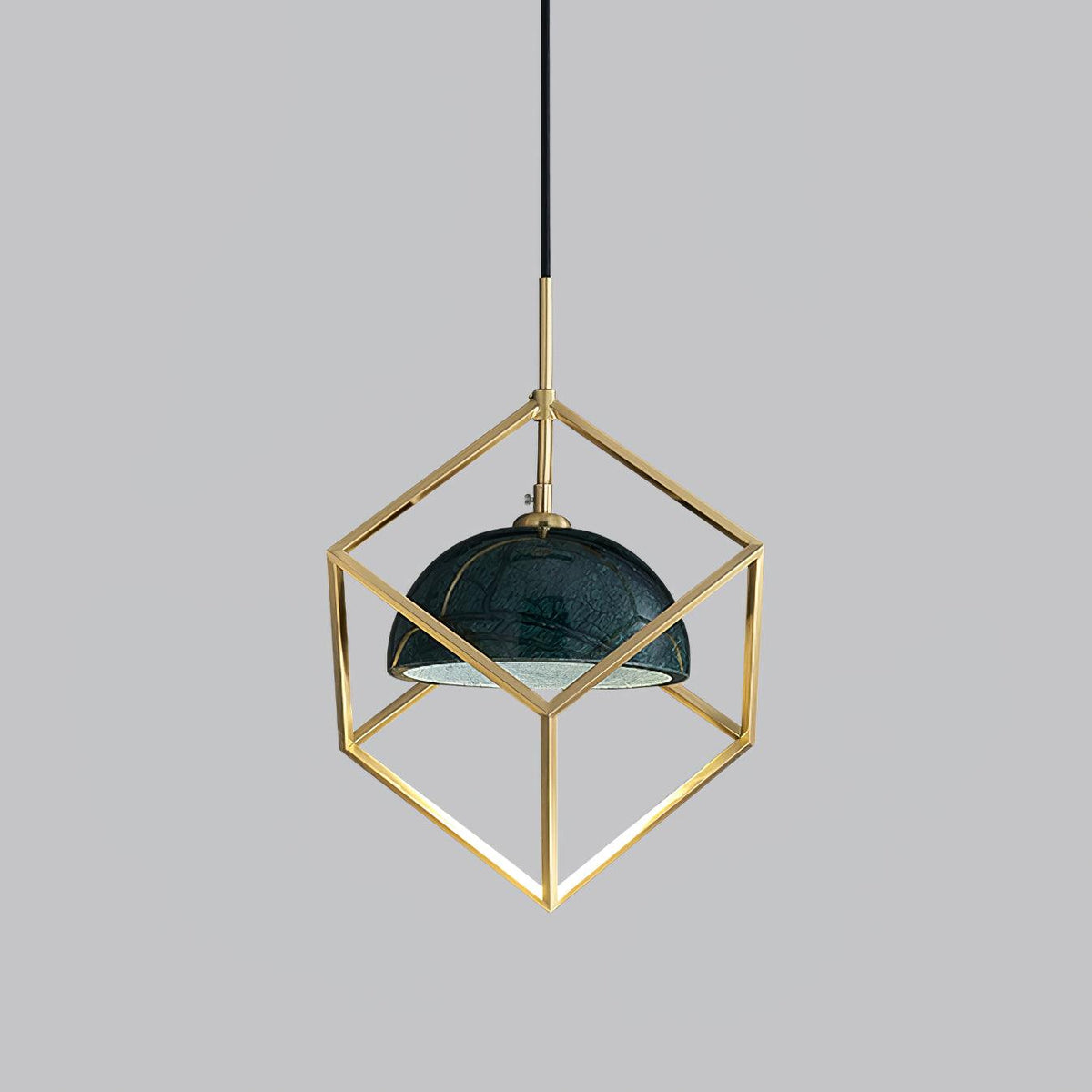 Lantern Square Brass and Marble Pendant Light for Modern Interiors