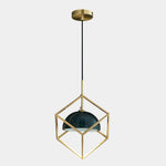 Lantern Square Brass and Marble Pendant Light for Modern Interiors