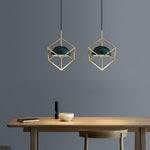 Lantern Square Brass and Marble Pendant Light for Modern Interiors