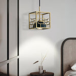 Lantern Square Brass and Marble Pendant Light for Modern Interiors
