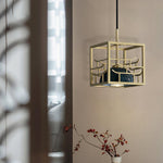 Lantern Square Brass and Marble Pendant Light for Modern Interiors