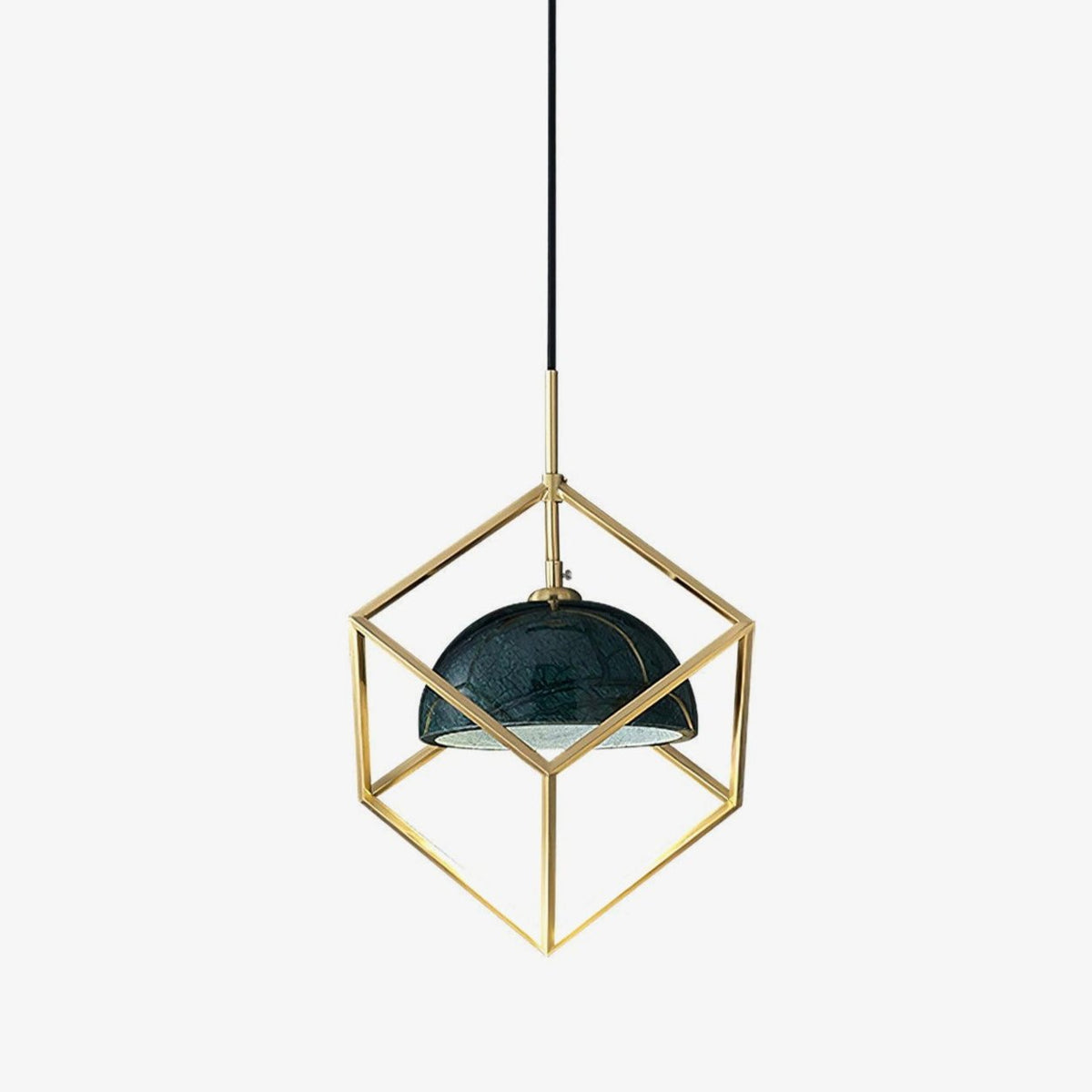 Lantern Square Brass and Marble Pendant Light for Modern Interiors