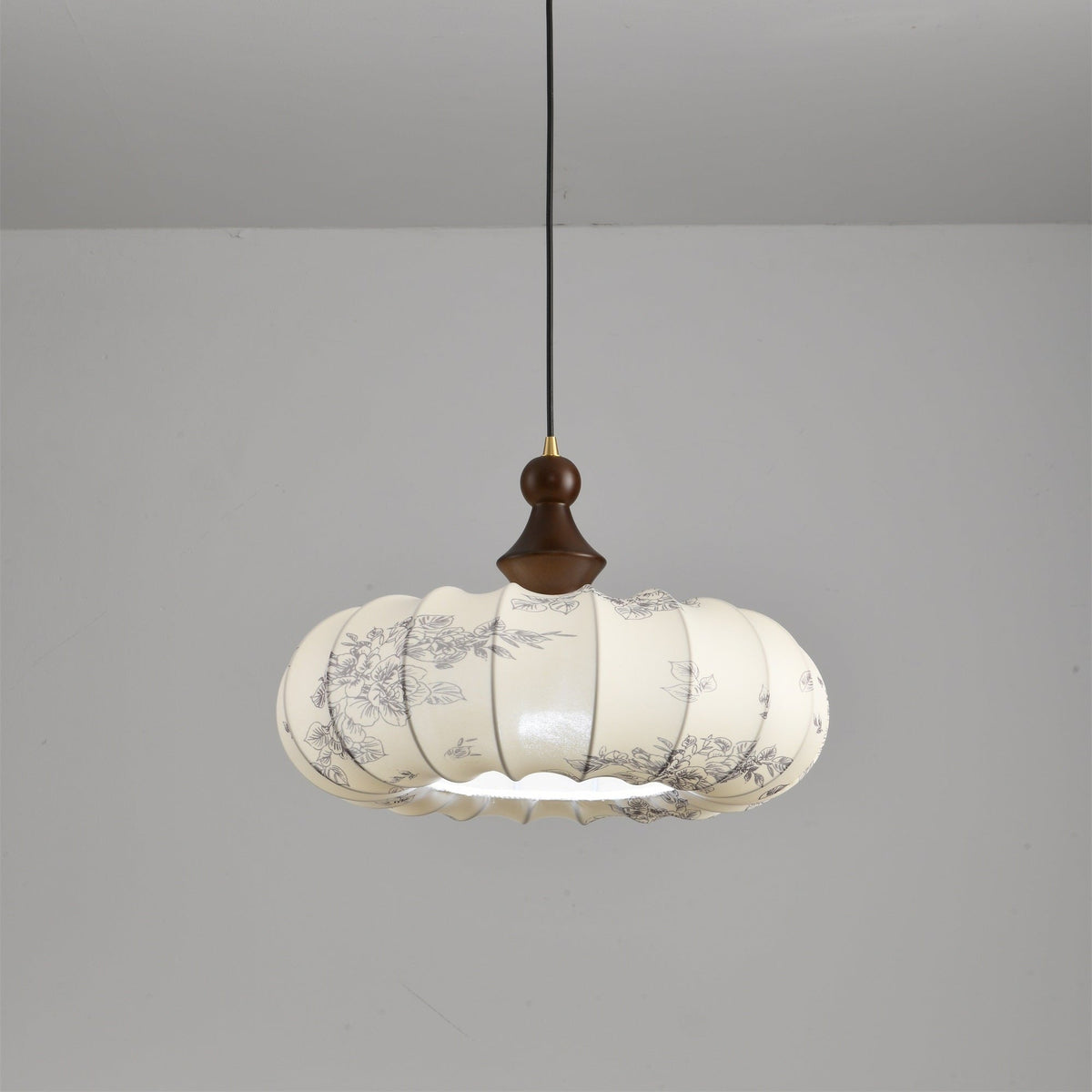 Lanterna Bloom Designer Pendant Light with Floral Fabric Shade