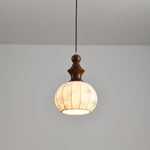 Lanterna Pearl Pendant Light – Walnut Wood & Brass Designer Ceiling Lamp