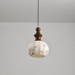 Lanterna Pearl Pendant Light – Walnut Wood & Brass Designer Ceiling Lamp
