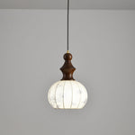 Lanterna Pearl Pendant Light – Walnut Wood & Brass Designer Ceiling Lamp