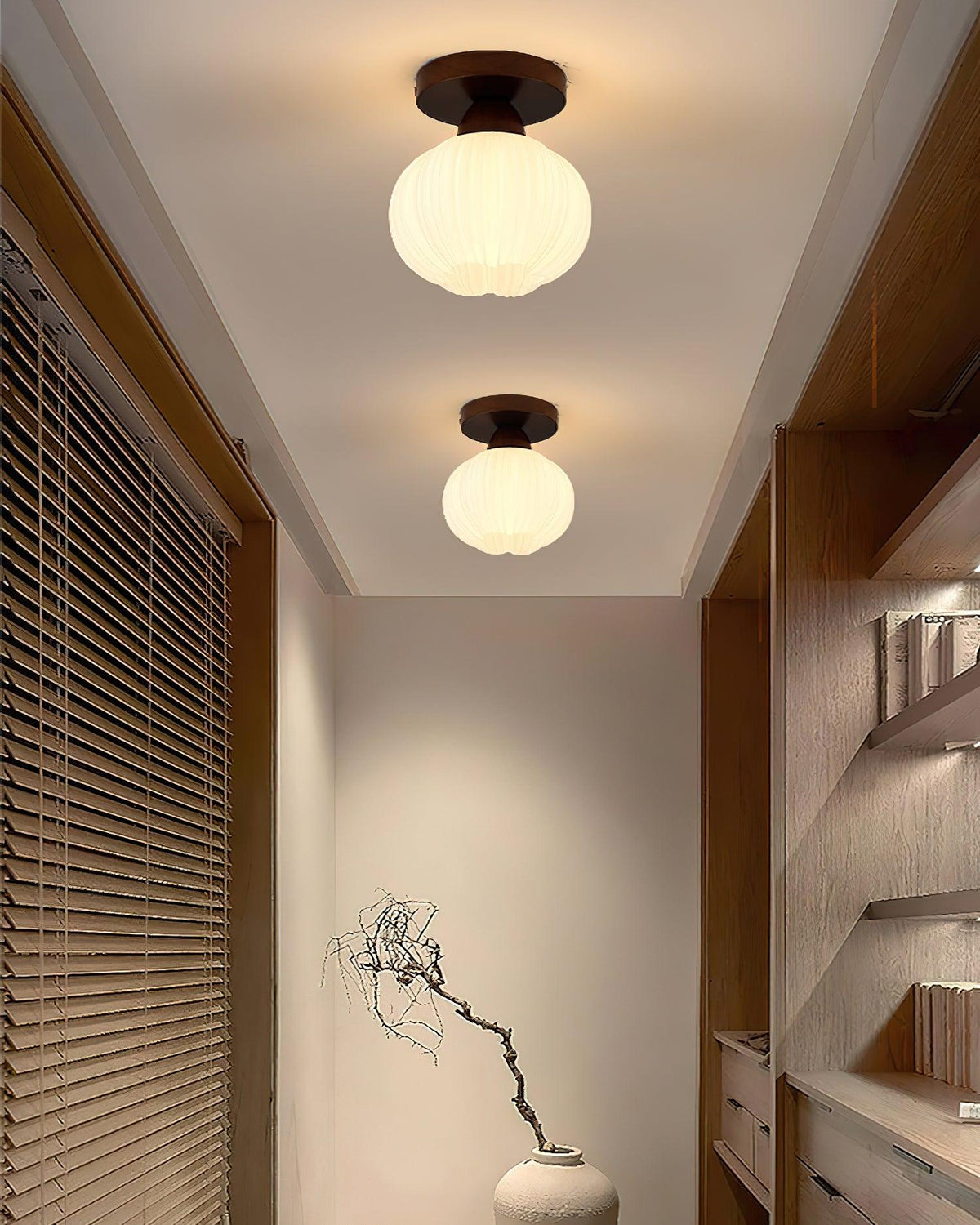 Large Flower Bag Ceiling Lamp in Wood and Acrylic for Modern Interiors