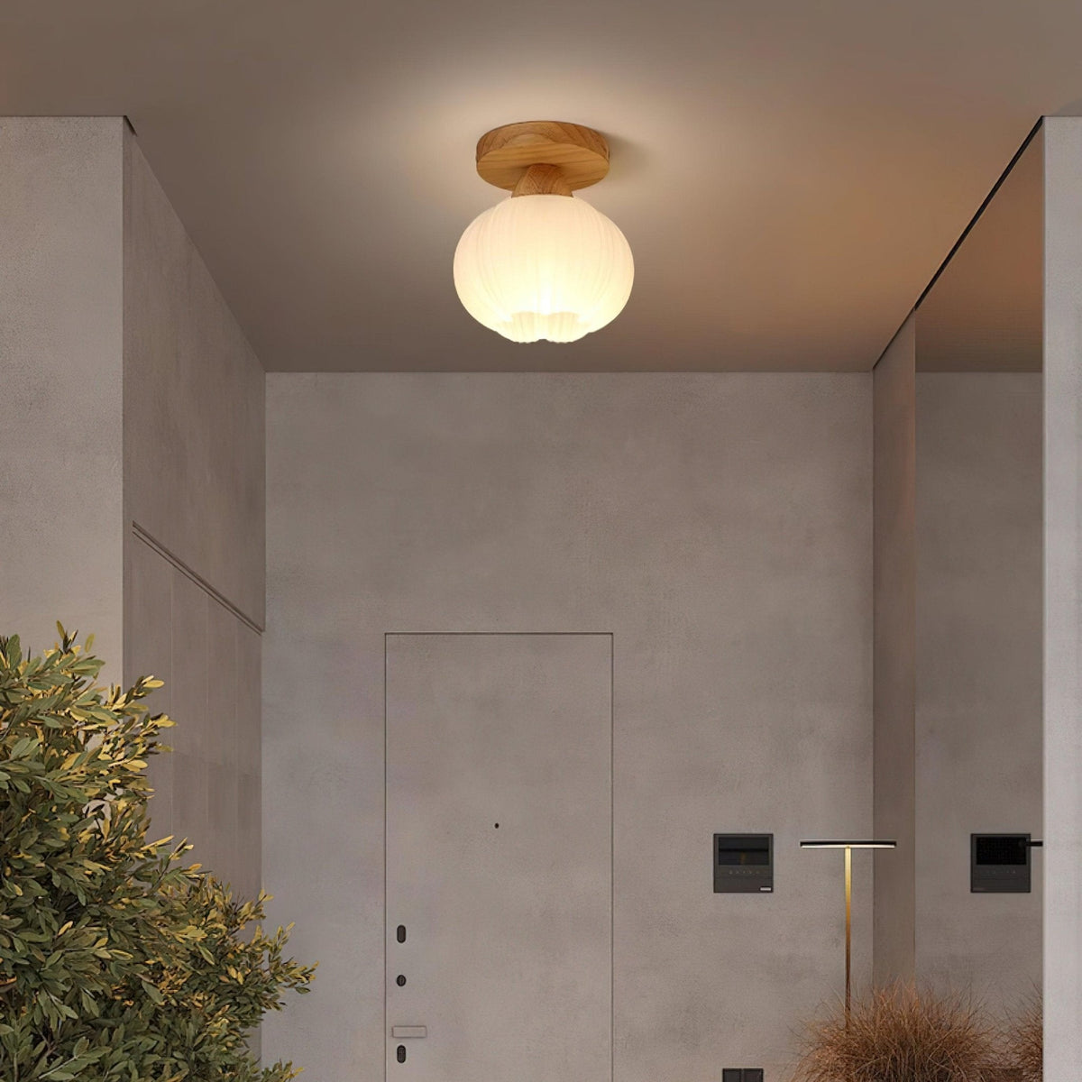 Large Flower Bag Ceiling Lamp in Wood and Acrylic for Modern Interiors