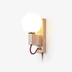 Atlas Globe Wall Sconce in Travertine and Opal Glass