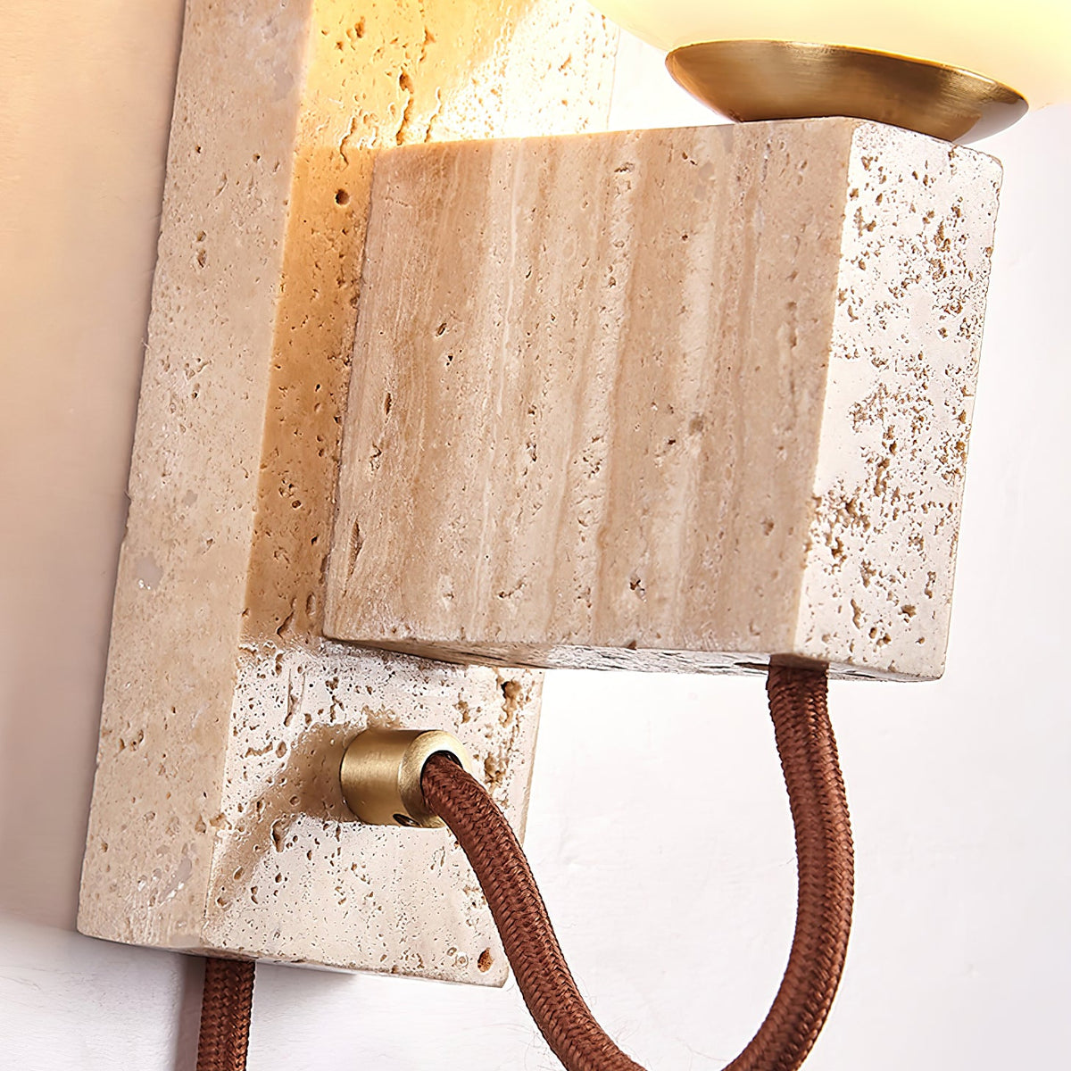 Atlas Globe Wall Sconce in Travertine and Opal Glass