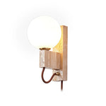 Atlas Globe Wall Sconce in Travertine and Opal Glass