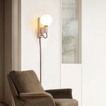 Atlas Globe Wall Sconce in Travertine and Opal Glass