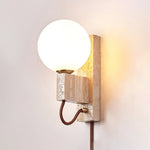 Atlas Globe Wall Sconce in Travertine and Opal Glass