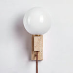 Atlas Globe Wall Sconce in Travertine and Opal Glass