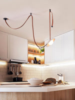 Lasso Stone Pendant Light — Sculptural Travertine & Leather Hanging Lamp
