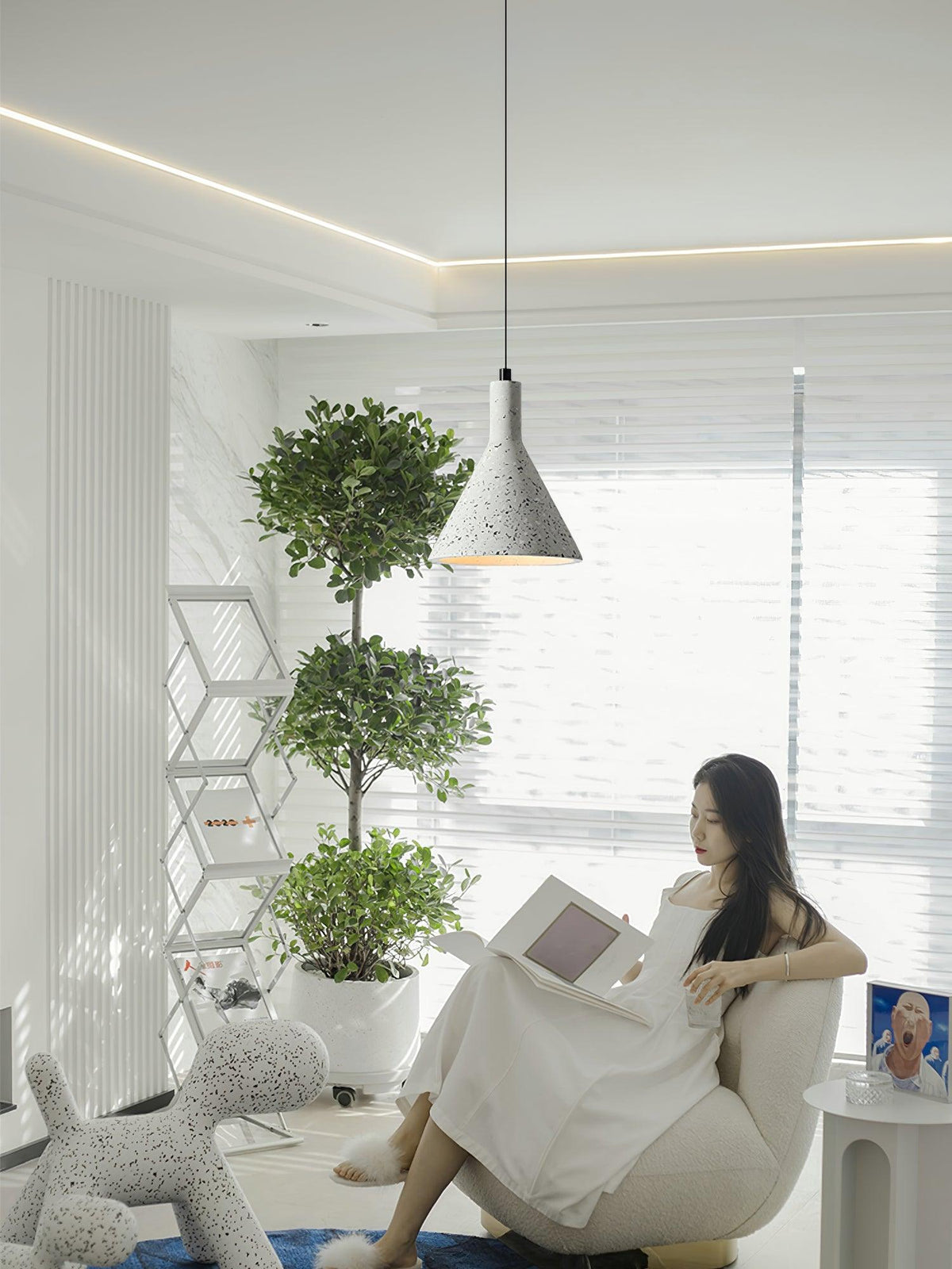 Lastri Cement Pendant Light – Modern Minimalist Hanging Lamp for Dining & Living Spaces