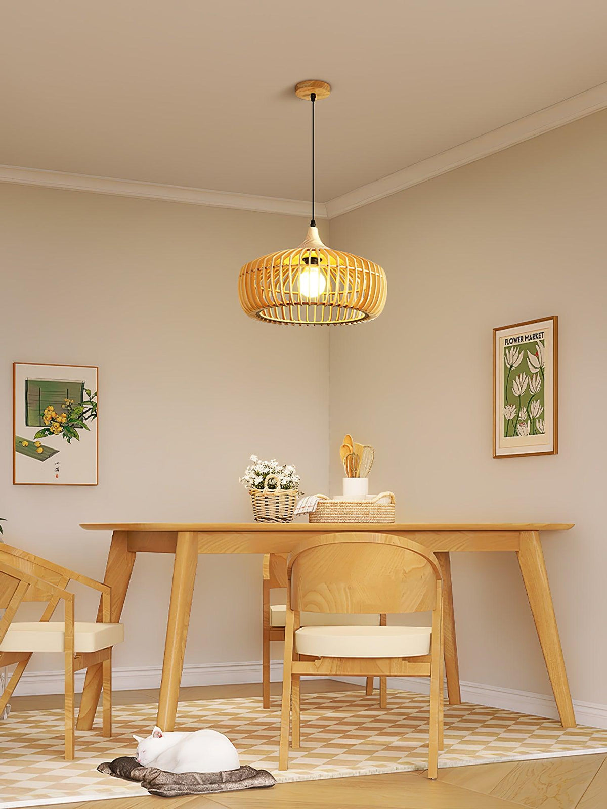 Lattice Nest Wooden Pendant Light – Modern Handcrafted Ceiling Lamp
