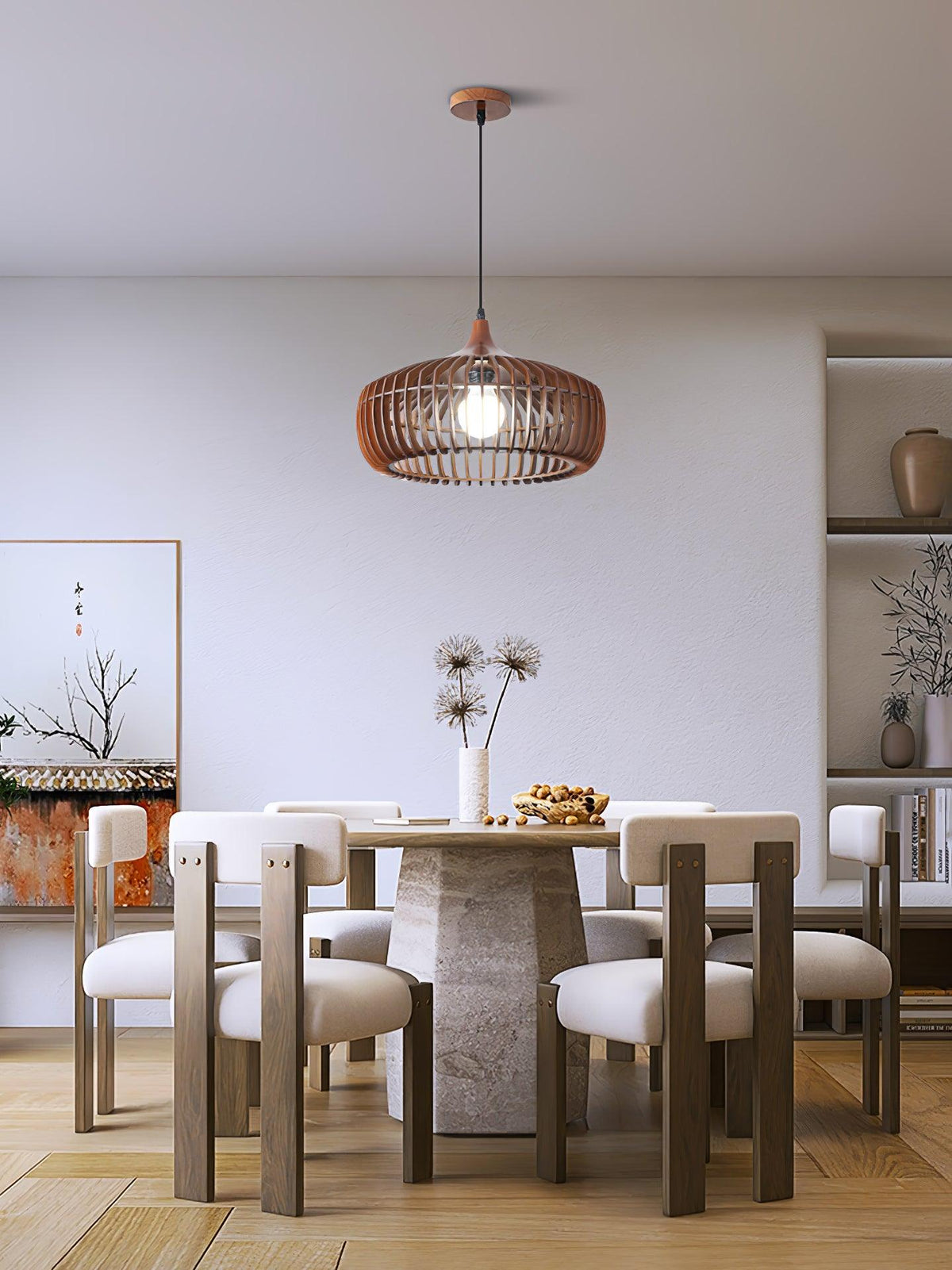 Lattice Nest Wooden Pendant Light – Modern Handcrafted Ceiling Lamp