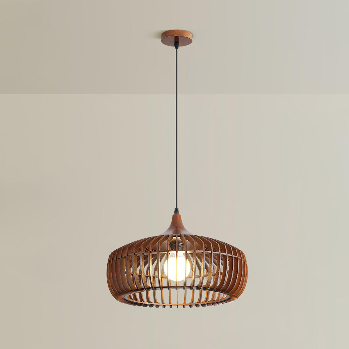 Lattice Nest Wooden Pendant Light – Modern Handcrafted Ceiling Lamp